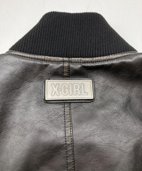 X-GIRL（エックスガール）X-GIRL (エックスガール) DISTRESSED FAUX LEATHER COMPACT BLOUSON ブラック サイズ:O/S 未使用品の古着・服飾アイテム