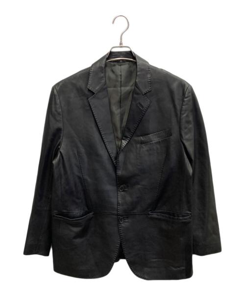 LANVIN（ランバン）LANVIN (ランバン) ラムレザーテーラードジャケット ブラック サイズ:175cmの古着・服飾アイテム