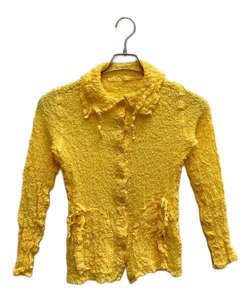 me ISSEY MIYAKE（ミーイッセイ ミヤケ）me ISSEY MIYAKE (ミーイッセイ ミヤケ) シワ加工カーディガン イエロー サイズ:FREEの古着・服飾アイテム