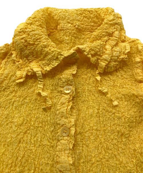 me ISSEY MIYAKE（ミーイッセイ ミヤケ）me ISSEY MIYAKE (ミーイッセイ ミヤケ) シワ加工カーディガン イエロー サイズ:FREEの古着・服飾アイテム