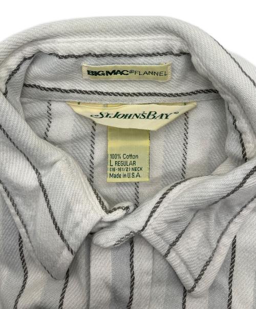ST JOHN'S BAY（セントジョンズベイ）ST JOHN'S BAY (セントジョンズベイ) BIG MAC (ビッグマック) ストライプシャツ ホワイト サイズ:Lの古着・服飾アイテム