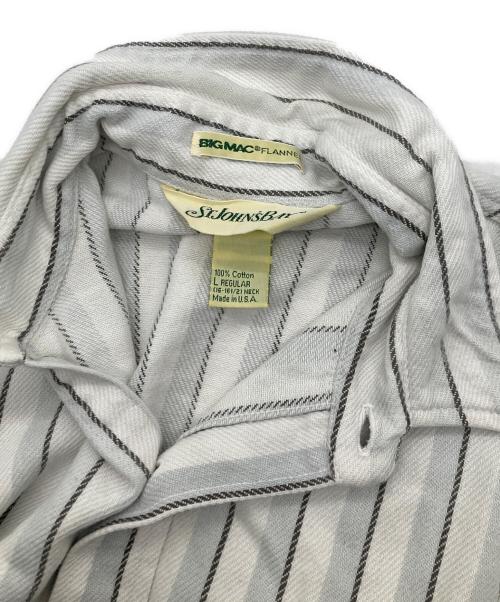 ST JOHN'S BAY（セントジョンズベイ）ST JOHN'S BAY (セントジョンズベイ) BIG MAC (ビッグマック) ストライプシャツ ホワイト サイズ:Lの古着・服飾アイテム