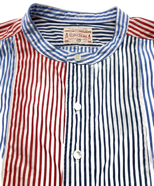 BONCOURA（ボンクラ）BONCOURA (ボンクラ) プルオーバーストライプシャツ レッド×ブルー サイズ:40の古着・服飾アイテム