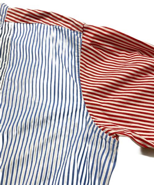 BONCOURA（ボンクラ）BONCOURA (ボンクラ) プルオーバーストライプシャツ レッド×ブルー サイズ:40の古着・服飾アイテム