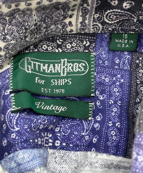 GITMAN BROS（ギットマンブラザーズ）GITMAN BROS (ギットマンブラザーズ) SHIPS (シップス) ペイズリーボタンダウン ネイビー サイズ:15の古着・服飾アイテム