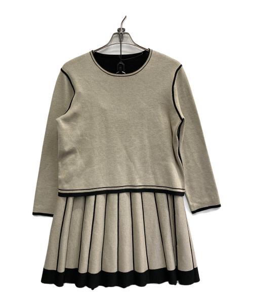 自由区（ジユウク）自由区 (ジユウク) 洗える/マルチウェイ リバーシブルニット セットアップ ベージュ サイズ:Lの古着・服飾アイテム