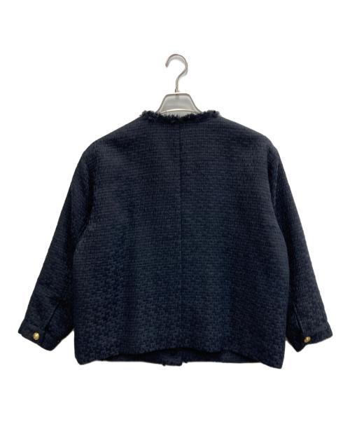 SHIPS any（シップスエニィ）SHIPS any (シップスエニィ) スラブツイードショートジャケット ネイビー サイズ:Fの古着・服飾アイテム