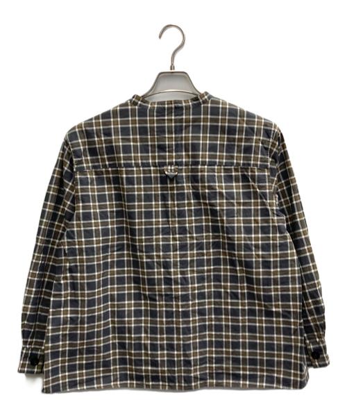 MHL（エムエイチエル）MHL (エムエイチエル) PLAINWEAVE COTTON CHECK グレー×ブラウン サイズ:Iの古着・服飾アイテム