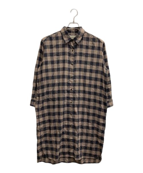 MARGARET HOWELL（マーガレットハウエル）MARGARET HOWELL (マーガレットハウエル) チェックシャツワンピース ブラウン×ネイビー サイズ:Iの古着・服飾アイテム