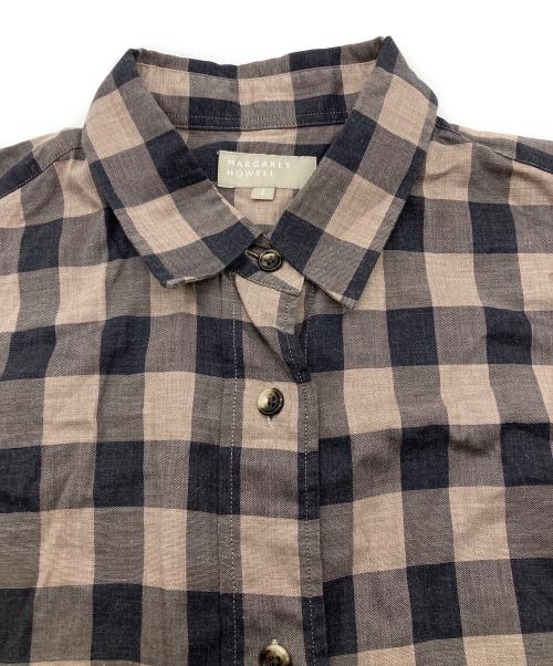 MARGARET HOWELL（マーガレットハウエル）MARGARET HOWELL (マーガレットハウエル) チェックシャツワンピース ブラウン×ネイビー サイズ:Iの古着・服飾アイテム