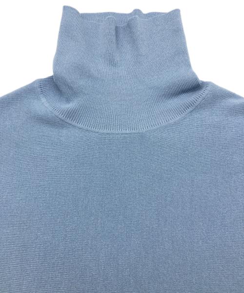 Curensology（カレンソロジー）Curensology (カレンソロジー) ウール ハイネック ギャザーワンピース ブルー サイズ:FREEの古着・服飾アイテム