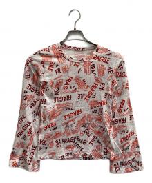 MM6 Maison Margiela（エムエムシックスメゾンマルジェラ）の古着「Fragile Print Longsleeves」｜ホワイト×レッド
