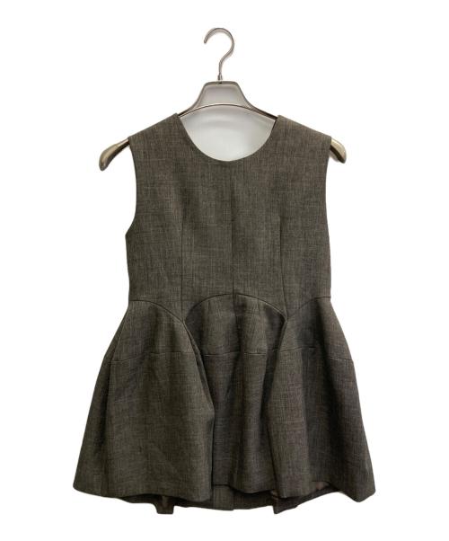 CADUNE（カデュネ）CADUNE (カデュネ) ペプラムベスト ブラウン サイズ:38の古着・服飾アイテム