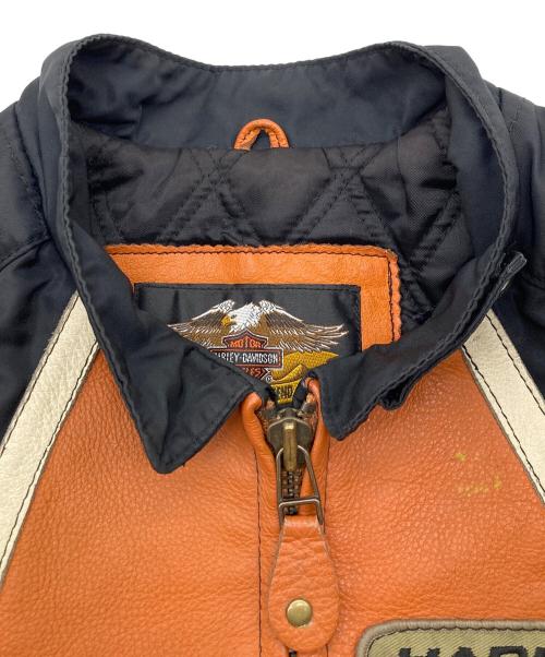 HARLEY-DAVIDSON（ハーレーダビッドソン）HARLEY-DAVIDSON (ハーレーダビッドソン) レザージャケット オレンジ×ブラック サイズ:Mの古着・服飾アイテム
