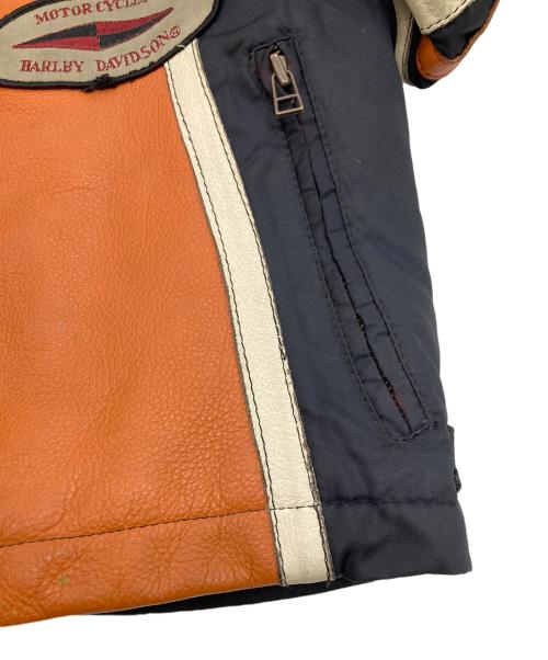HARLEY-DAVIDSON（ハーレーダビッドソン）HARLEY-DAVIDSON (ハーレーダビッドソン) レザージャケット オレンジ×ブラック サイズ:Mの古着・服飾アイテム