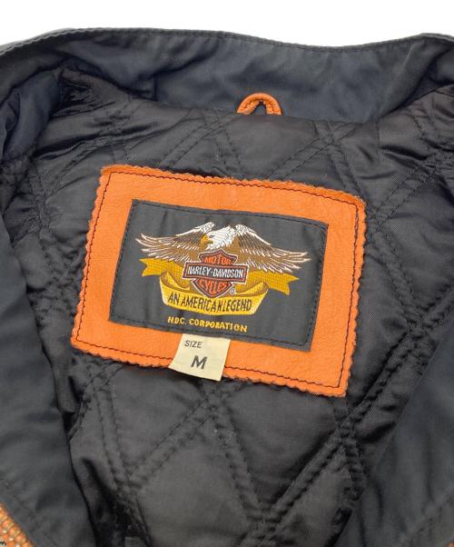 HARLEY-DAVIDSON（ハーレーダビッドソン）HARLEY-DAVIDSON (ハーレーダビッドソン) レザージャケット オレンジ×ブラック サイズ:Mの古着・服飾アイテム