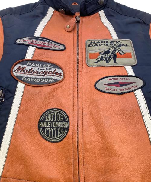 HARLEY-DAVIDSON（ハーレーダビッドソン）HARLEY-DAVIDSON (ハーレーダビッドソン) レザージャケット オレンジ×ブラック サイズ:Mの古着・服飾アイテム