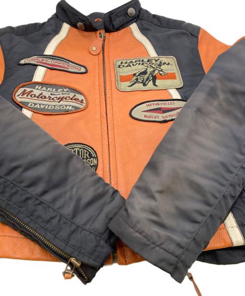 HARLEY-DAVIDSON（ハーレーダビッドソン）HARLEY-DAVIDSON (ハーレーダビッドソン) レザージャケット オレンジ×ブラック サイズ:Mの古着・服飾アイテム