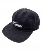 stussyステューシー）の古着「コーデュロイキャップ」｜ブラック