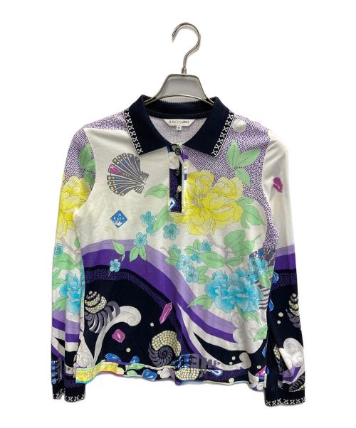 LEONARD SPORT（レオナール スポーツ）LEONARD SPORT (レオナール スポーツ) 花柄 ロングスリーブポロカットソー パープル サイズ:38の古着・服飾アイテム