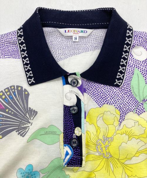 LEONARD SPORT（レオナール スポーツ）LEONARD SPORT (レオナール スポーツ) 花柄 ロングスリーブポロカットソー パープル サイズ:38の古着・服飾アイテム