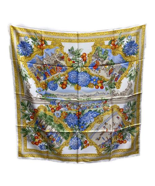 LOEWE（ロエベ）LOEWE (ロエベ) 総柄シルクスカーフ イエローの古着・服飾アイテム