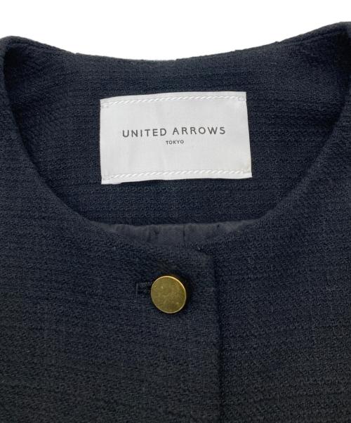 UNITED ARROWS（ユナイテッドアローズ）UNITED ARROWS (ユナイテッドアローズ) ツイード メタルボタン ショート ジャケット ネイビー サイズ:38の古着・服飾アイテム