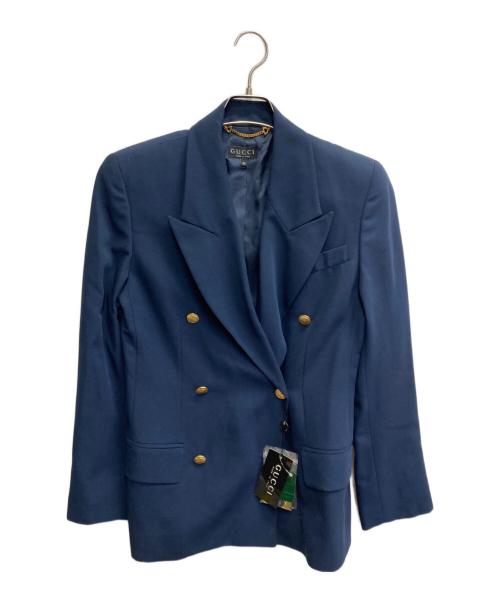 GUCCI（グッチ）GUCCI (グッチ) 金釦紺ブレ セットアップ ネイビー サイズ:トップス40　ボトムス38の古着・服飾アイテム