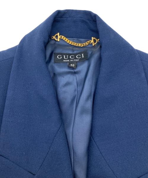 GUCCI（グッチ）GUCCI (グッチ) 金釦紺ブレ セットアップ ネイビー サイズ:トップス40　ボトムス38の古着・服飾アイテム