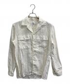 Massimo d Augustoマッシモダウグスト）の古着「リネンストライプオープンカラーシャツ」｜アイボリー