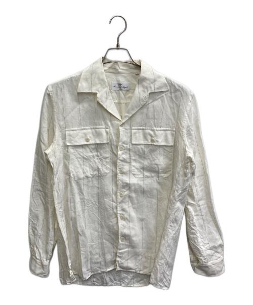 Massimo d Augusto（マッシモダウグスト）Massimo d Augusto (マッシモダウグスト) リネンストライプオープンカラーシャツ アイボリー サイズ:Mの古着・服飾アイテム