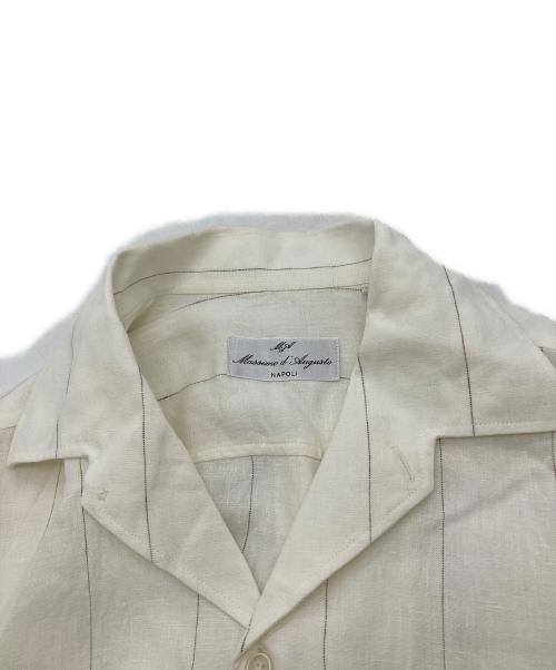 Massimo d Augusto（マッシモダウグスト）Massimo d Augusto (マッシモダウグスト) リネンストライプオープンカラーシャツ アイボリー サイズ:Mの古着・服飾アイテム