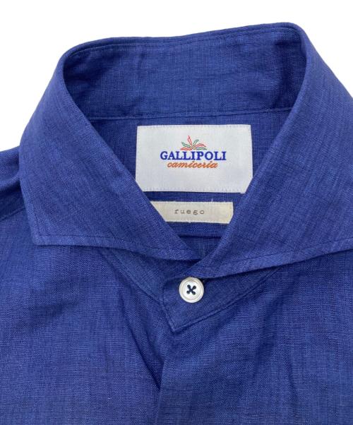GALLIPOLI（ガリポリ）GALLIPOLI (ガリポリ) ruego ピュアリネンシャツ インディゴ サイズ:48の古着・服飾アイテム