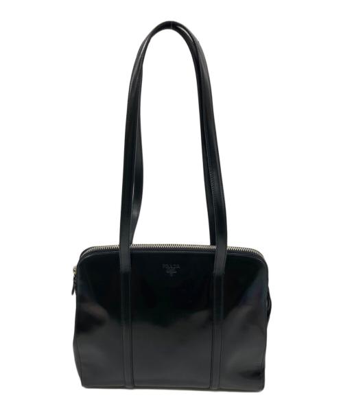PRADA（プラダ）PRADA (プラダ) エナメルハンドバック ブラックの古着・服飾アイテム