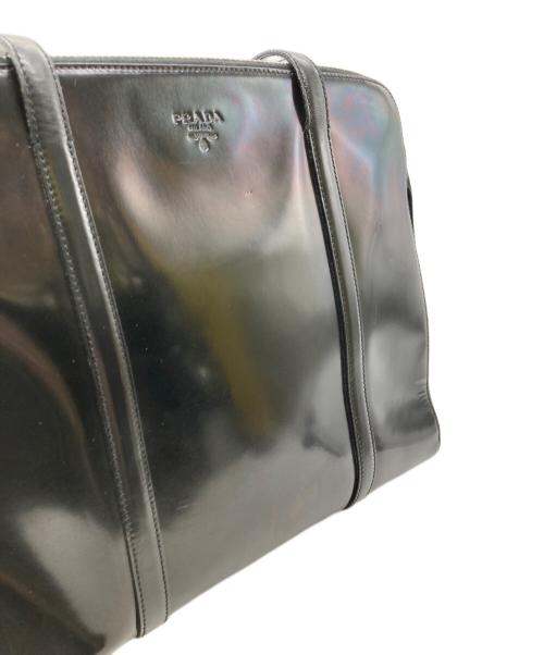 PRADA（プラダ）PRADA (プラダ) エナメルハンドバック ブラックの古着・服飾アイテム