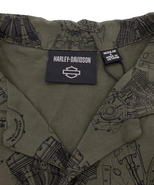 HARLEY-DAVIDSON（ハーレーダビッドソン）HARLEY-DAVIDSON (ハーレーダビッドソン) オープンカラーシャツ グリーン サイズ:S 未使用品の古着・服飾アイテム