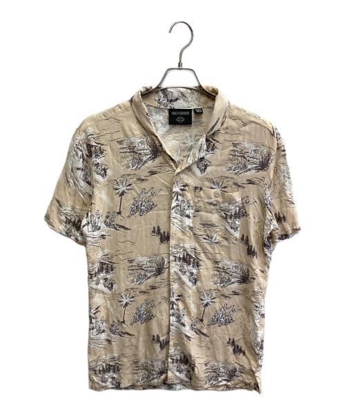 HARLEY-DAVIDSON（ハーレーダビッドソン）HARLEY-DAVIDSON (ハーレーダビッドソン) オープンカラーシャツ ベージュ サイズ:Sの古着・服飾アイテム