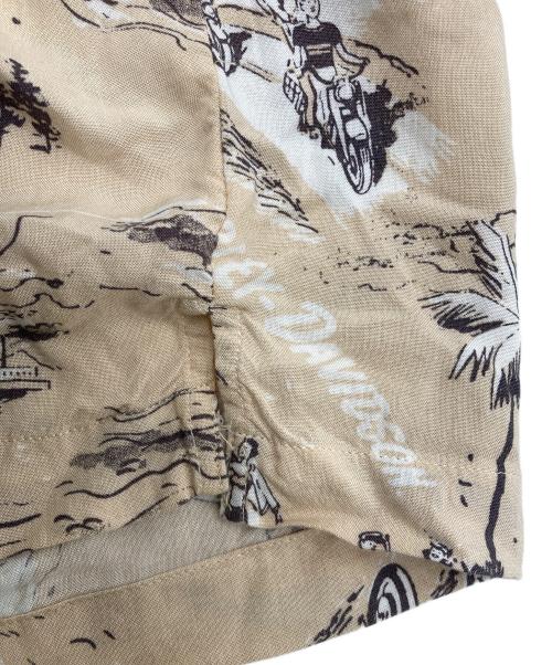 HARLEY-DAVIDSON（ハーレーダビッドソン）HARLEY-DAVIDSON (ハーレーダビッドソン) オープンカラーシャツ ベージュ サイズ:Sの古着・服飾アイテム