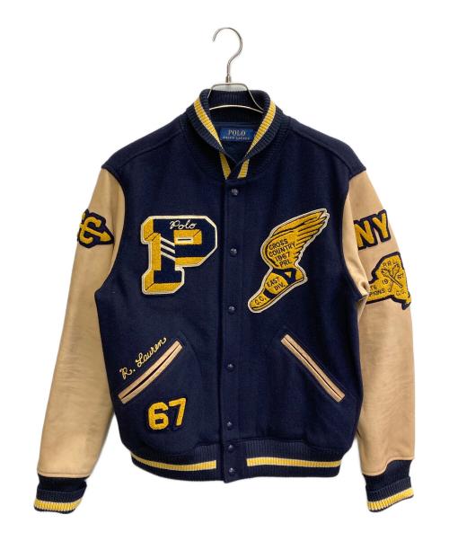 POLO RALPH LAUREN（ポロ・ラルフローレン）POLO RALPH LAUREN (ポロ・ラルフローレン) メルトンレザーアワードスタジャン ネイビー サイズ:Lの古着・服飾アイテム