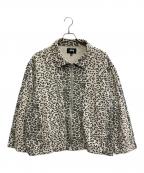stussyステューシー）の古着「LEOPARD MESH ZIP JACKET」｜アイボリー×グリーン