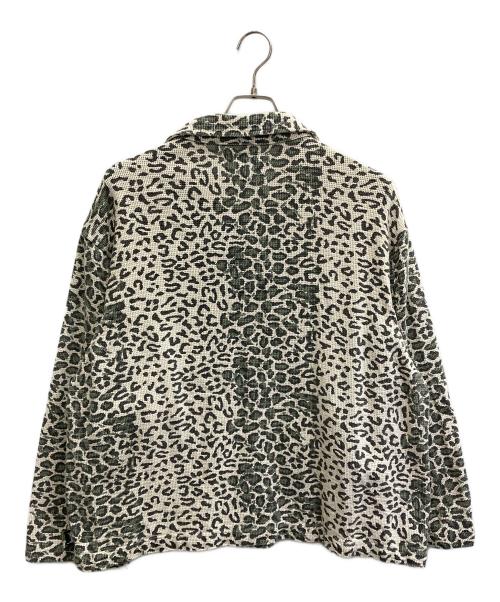 stussy（ステューシー）stussy (ステューシー) LEOPARD MESH ZIP JACKET アイボリー×グリーン サイズ:Lの古着・服飾アイテム