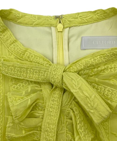 CELFORD（セルフォード）CELFORD (セルフォード) ボウタイプリーツワンピース イエロー サイズ:Mの古着・服飾アイテム