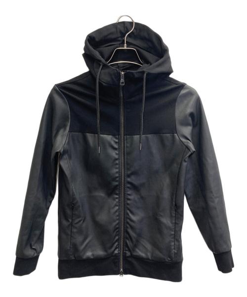 1piu1uguale3（ウノピュウノウグァーレトレ）1piu1uguale3 (ウノピュウノウグァーレトレ) ラムレザードッキングパーカー ブラック サイズ:Mの古着・服飾アイテム