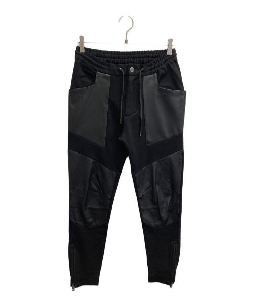 1piu1uguale3（ウノピュウノウグァーレトレ）1piu1uguale3 (ウノピュウノウグァーレトレ) ラムレザードッキングパンツ ブラック サイズ:Mの古着・服飾アイテム