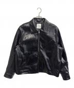 Lui'sルイス）の古着「グランジシンセティックレザーZIPブルゾン」｜ブラック