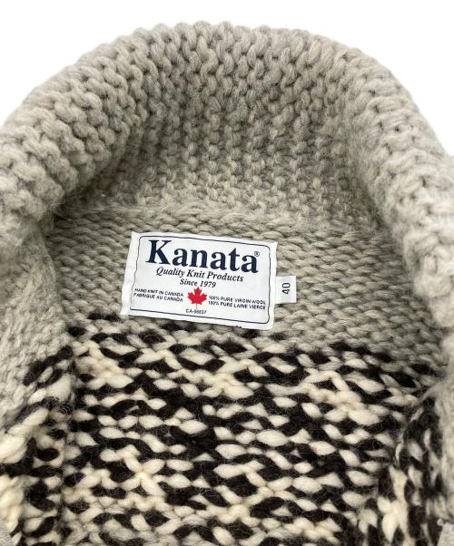 KANATA（カナタ）KANATA (カナタ) カウチンニットカーディガン ベージュ×グレー サイズ:40の古着・服飾アイテム