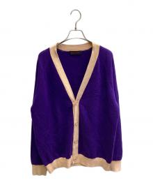 CABAN（キャバン）の古着「コットンカシミヤ バイカラーVネックカーディガン」｜パープル