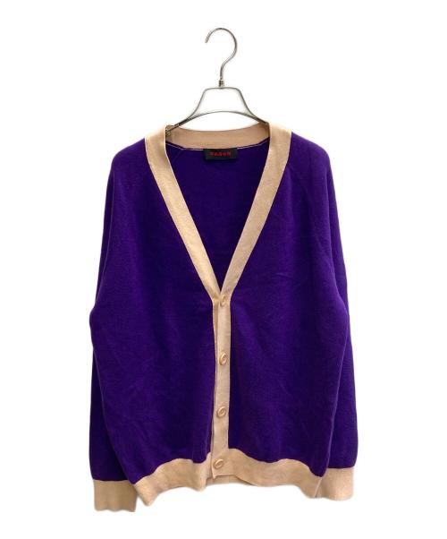 CABAN（キャバン）CABaN (キャバン) コットンカシミヤ バイカラーVネックカーディガン パープル サイズ:Lの古着・服飾アイテム