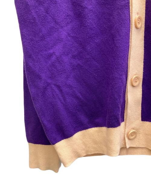 CABAN（キャバン）CABaN (キャバン) コットンカシミヤ バイカラーVネックカーディガン パープル サイズ:Lの古着・服飾アイテム