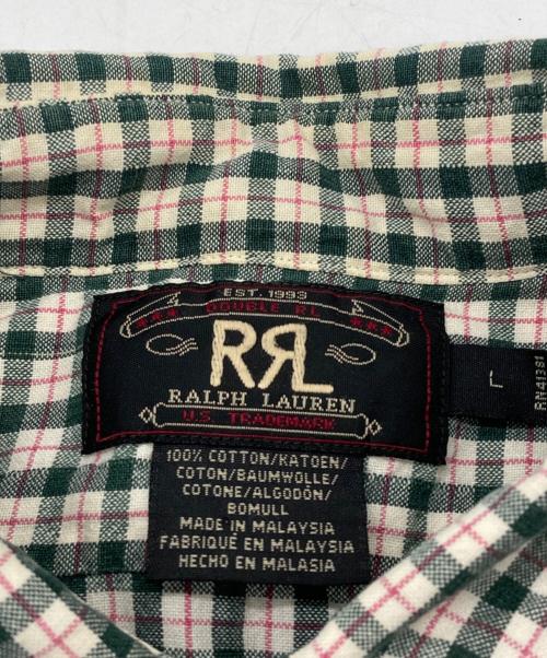 RRL（ダブルアールエル）RRL (ダブルアールエル) チェックシャツ グリーン×ホワイト サイズ:Lの古着・服飾アイテム